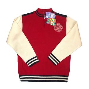 90s Tiny Toons Adventures Buster Bunny Varsity Quarter Zip Mock Neck Sweater
